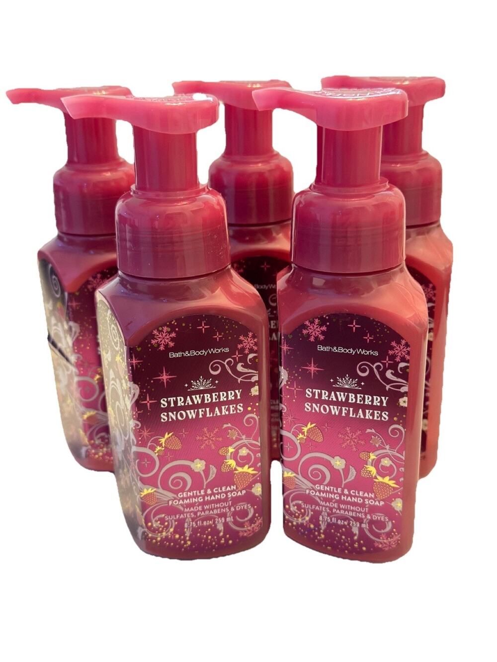 Set of 5 Bath & Body Works STRAWBERRY SNOWFLAKES Foaming Hand Soap 8.75 fl oz